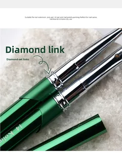 100% <b>Crimped</b> Kolinsky Acrylic Nail Brush Green Aluminum Handle Size 16 18 20 for Manicure Salon - Product Image 6