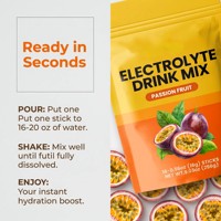 Poudre d'électrolytes de fruit de la passion, multiplicateur d'hydratation, prix d'usine en gros, faible MOQ, mélange de boisson sans sucre, supplément OEM ODM