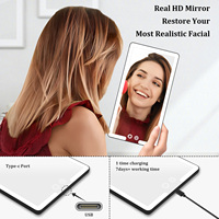 Miroir de maquillage personnalisé noir et blanc MoonlitGlow avec lumières LED intelligentes, design détachable pour pare-soleil de voiture, grande surface de visualisation