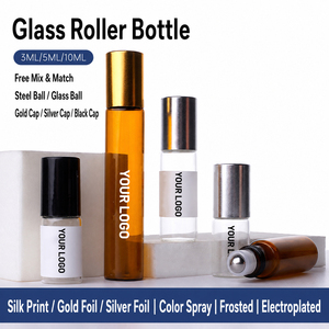 Botella de Vidrio Ámbar Recargable con <span class=keywords><strong>Rodillo</strong></span>, 3ml 5ml 10ml, Esmerilada y Brillante, para Perfume y Aceites Esenciales - Product Image 1