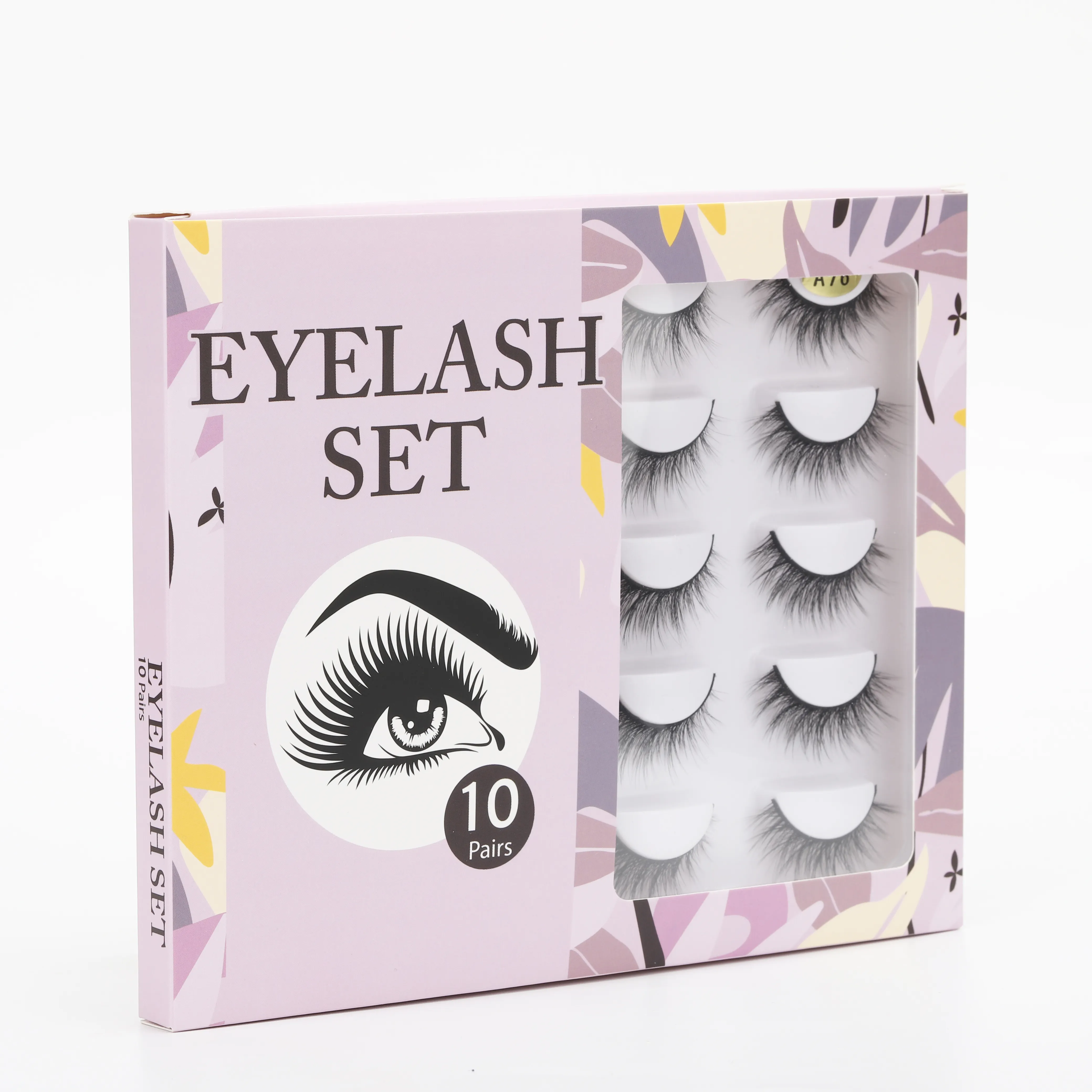 अमेज़न गर्म बिक्री 10 जोड़े आईलाइनर चुंबकीय Eyelashes सेट 3D अशुद्ध मिंक चुंबकीय झूठी Eyelashes