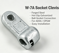 Clevis à douille galvanisée à chaud de type W, œillet à douille en acier forgé pour isolateur de suspension, matériel de ligne de transmission aérienne