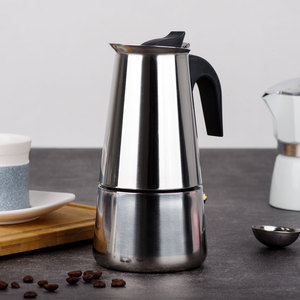 Estufa eléctrica de gas <span class=keywords><strong>Cafetera</strong></span> <span class=keywords><strong>italiana</strong></span> Estufa de <span class=keywords><strong>acero</strong></span> <span class=keywords><strong>inoxidable</strong></span> Café OEM Moka Pot 6 Cup - Product Image 1