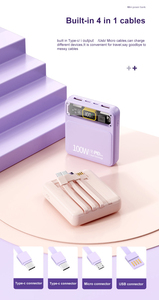 Nuevo Diseño, Banco de Energía Portátil de 5000 mAh, 10000 mAh, 22.5 W, Carga Rápida PD20W 10W, Cables Integrados, PB02 - Product Image 5