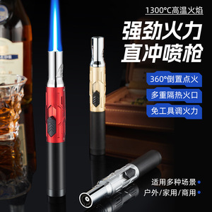 Briquet torche à flamme directe 1300°C, flamme bleue, coupe-vent, portable, alimenté au butane, rechargeable, allumeur extérieur pour cigares et moxibustion - Product Image 3