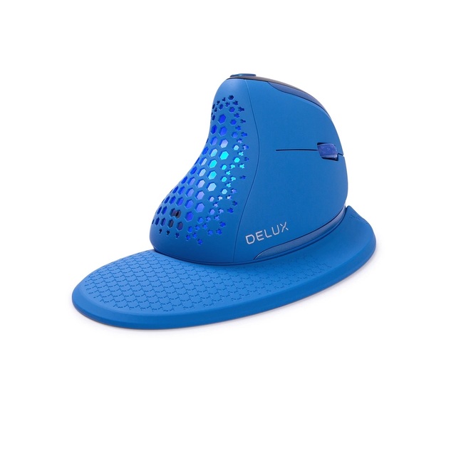 Delux M618XSD Seeker Ergonomic Vertical Mouse with OLED Screen 4000DPI Rechargeable 1000mA Removable Back Cover for Computer