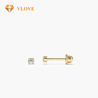 Pendientes de Diamantes con Engaste de Puntas Hechos a Mano, Joyería Personalizada VLOVE, Pendientes de Oro de 14K