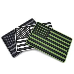 Commercio all'ingrosso Nero di Colore Bianco e Verde Americano Bandiera Bracciale Gancio e Anello di USA Flag Patch IN PVC