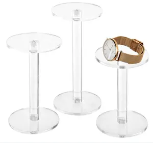 New Acrylic Display holder Riser Clear Round Acrylic Jewelry/Watch Display Pedestal Riser Stand