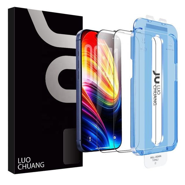 Screen Protector for iPhone 17 16 15 14 13 with Smart Installation Tray | Dust & Bubble-Free | Silk Print Black Edge Glass