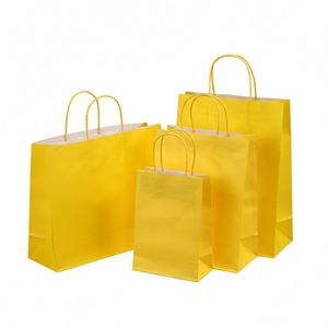Bolsas de Papel Kraft Marrón Ecológicas de Bajo Precio Directo de Fábrica LH con Logotipo Personalizado y Asas de Cinta de Color Personalizadas para Supermercado - Product Image 1