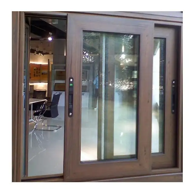 Aluminum alloy bronze color french design frameless sliding window