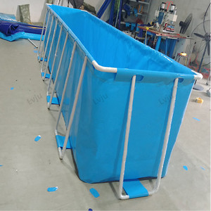 Lvju-lona impermeable <span class=keywords><strong>para</strong></span> piscina, lona tejida <span class=keywords><strong>de</strong></span> plástico PVC con marco <span class=keywords><strong>de</strong></span> soporte, color azul - Product Image 6