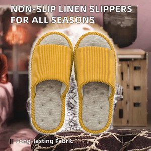 Pantuflas de Lino de Moda para Interiores, Antideslizantes, Suaves, para las Cuatro Estaciones, Pantuflas de Algodón Suave para Parejas, para Primavera, Verano y Otoño - Product Image 2