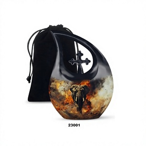 Urna conmemorativa de mamut con forma de lágrima para cenizas Urna de cremación de lágrima de doble cruz para cenizas humanas con bolsa de terciopelo gratis - Product Image 1