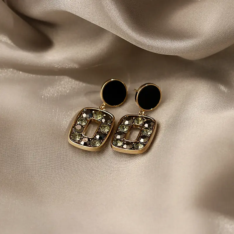Vershal – boucles d'oreilles pendantes en métal plaqué or 18K, Style coréen exagéré, pendentif géométrique en strass, A4-977