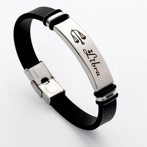 MECYLIFE 12 <span class=keywords><strong>Horoscope</strong></span> Bracelet en silicone Bracelet de couple unisexe en acier inoxydable Signes <span class=keywords><strong>du</strong></span> zodiaque Bracelets pour hommes femmes personnalisés - Product Image 6