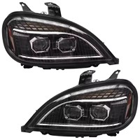 Ensemble de phares LED noirs pour Freightliner Columbia 2001-2014 avec boîtier chromé, réflecteur ambre, lampe avant de camion