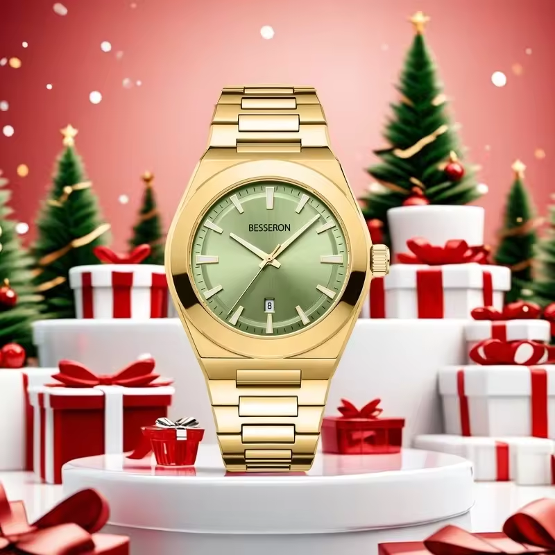 Montre-bracelet en or avec vert