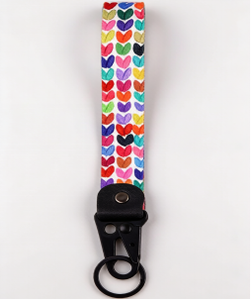 Lightweight Kawaii Animal & Floral Print Wrist Lanyard Keychain Quick Release Metal <b>Clip</b> Key Holder Anti-Lost Wristlet - Product Image 2