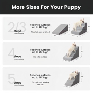 Escalier pour animaux de compagnie 2-en-1, rampe transformable à trois marches pour chiens et chats avec couverture imperméable antidérapante solide pour petits chiens - Product Image 5