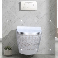 WC mural intelligent sans rebord, design rectangulaire et carré, pour salle de bain chinoise, collection Dubai Gold