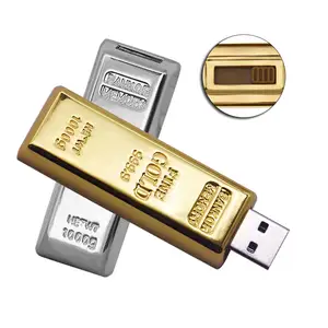 Stik USB Flash drive logam emas, Flash drive usb logam 4GB 8GB kustom untuk hadiah Bank USB