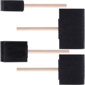 Woxin 4 pinceaux en mousse noire avec manche en bois, éponge 1\", 2\", 3\", 4\", légers, durables, pour teintures, vernis, projets de bricolage - Product Image 1