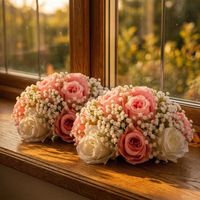 Bouquet de roses artificielles en soie, centres de table pour mariages, décorations florales pour réceptions et événements