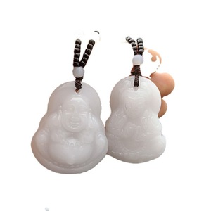 남성용 핸드메이드 비즈 목걸이 흑요석 불상 펜던트 패션 액세서리 - Product Image 4