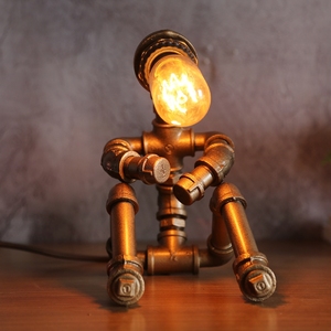 Lampe de table LED en fer de style industriel rétro <span class=keywords><strong>punk</strong></span> robotique, petite tuyauterie d'eau, prise E14 pour bureau, bar, chambre à coucher - Product Image 4