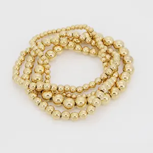 Stock ronde 4/5/6/8MM perles bracelet EN plaqué or 14K bijoux en acier inoxydable
