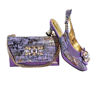 ชุดกระเป๋าใส่รองเท้าเจ้าสาวไซส์ใหญ่สำหรับผู้หญิง ทำจากหนัง PU รองเท้าส้นสูงทรงเหลี่ยมหัวปิดประดับคริสตัล ส้นหนา มีไฟ ระบายอากาศได้ดี แฟชั่นทันสมัย - Product Image 1