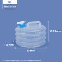 Seau en plastique pliable de qualité alimentaire de 5 L avec poignée et robinet bleu, bidon en plastique portable pour le stockage d'eau en extérieur
