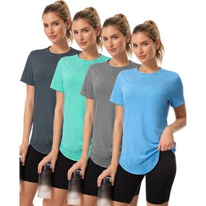 Camisetas Deportivas para Mujer, Manga Corta, UPF 50+, Secado Rápido, Protección Solar, Gimnasio, Running, Corte Holgado, Paquete de 4 - Product Image 1
