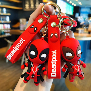 Porte-clés en silicone 3D Deadpool personnalisé de haute qualité, silhouette en caoutchouc souple PVC avec mousqueton en fer PU - Product Image 1