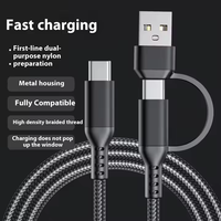Durable Nylon Trenzado 60W USB Tipo C Cables DE DATOS 2 en 1 Cable de carga rápida para Apple IOS y teléfono Android
