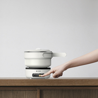 Casserole électrique multifonctionnelle portable, cuisinière électrique à température réglable, casserole électrique pliable avec menu 110V.