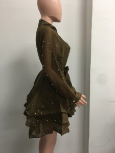 ชุดเดรสแฟชั่นสำหรับผู้หญิงสูงวัย แบบรัดเอว สายรัดตัว แต่งระบายหนัก - Product Image 6