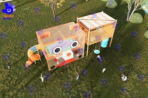 Estructura de Juego de Red de Cuerda de Plástico con Forma de Oso de Dibujos Animados, Equipo de Juego Infantil para Exteriores Ecológico y Seguro, Tobogán, Columpio, Red de Escalada para Parque - Product Image 6