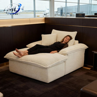 Sofá Cama Inflable Moderno, Extra Grande, de Tela Negra Afelpada, Relleno de Esponja, Patas de Acero Inoxidable, Sofá Cuadrado para Sala de Estar o Villa