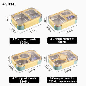 Mikrodalga bulaşık makinesi dondurucu güvenli BPA ücretsiz gıda saklama kutusu çocuklar 4 bölmeli çocuklar okul için yemek kabı - Product Image 3