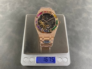 high <b>top</b> quality watch Waterproof 41mm THB factory 3120 movement 15412 Frosted <b>Rose</b> Gold Diamond Diver Skeleton watch - Product Image 6