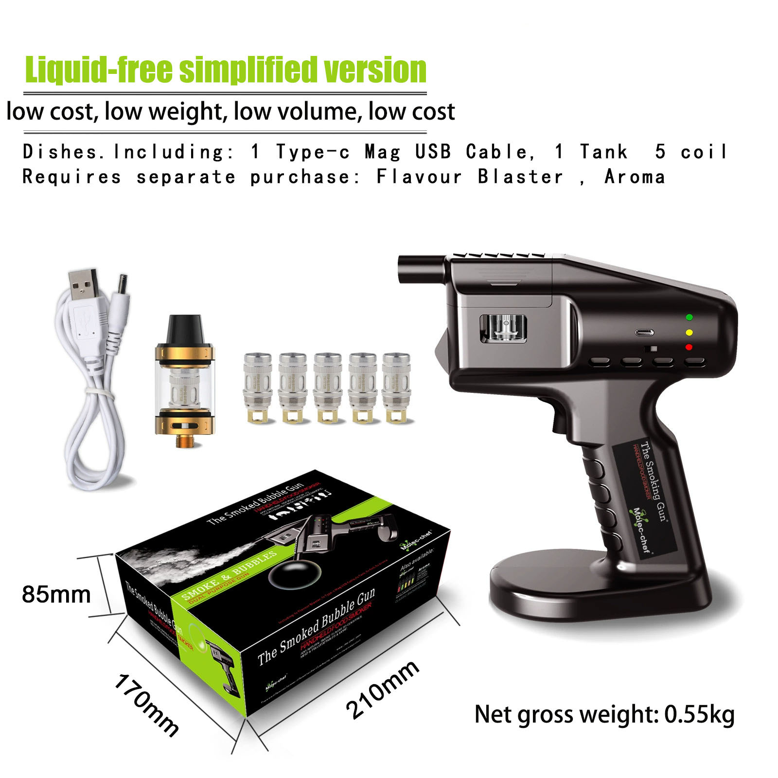 Liquid-free bubble gun