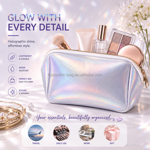High Quality Fashion Silver Shiny Laser Neoprene Cosmetic <strong>Bag</strong> <strong>Glitter</strong> Makeup <strong>Bag</strong> for Women - Product Image 1