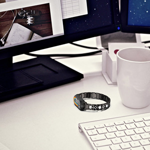 Bracelet intelligent en acier inoxydable à trois maillons avec diamants pour Xiaomi Mi Band 8, 9 et Mi Band <span class=keywords><strong>10</strong></span> - Product Image 5