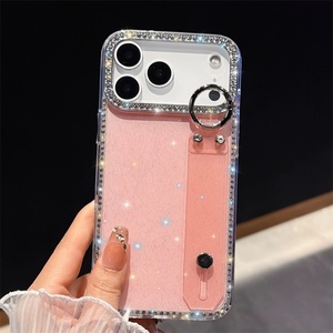 Funda de lujo con diamantes y purpurina de TPU para iPhone 17 Air 16 15 Pro Max, con soporte DIY y cubierta trasera transparente para la lente - Product Image 4