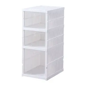 Scatola di immagazzinaggio di scarpe di plastica di stile moderno ingresso 2/3/6 livelli di scarpe Rack Box Organizer fabbrica scarpiera impilabile