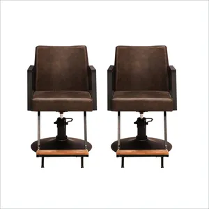 棕褐色皮革躺椅沙龙造型经典理发椅美发设备中国