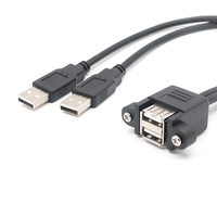 Câble double USB 3.0 mâle vers femelle avec verrouillage par vis, conducteurs en cuivre pur, pour fonction support de téléphone, câble en Y